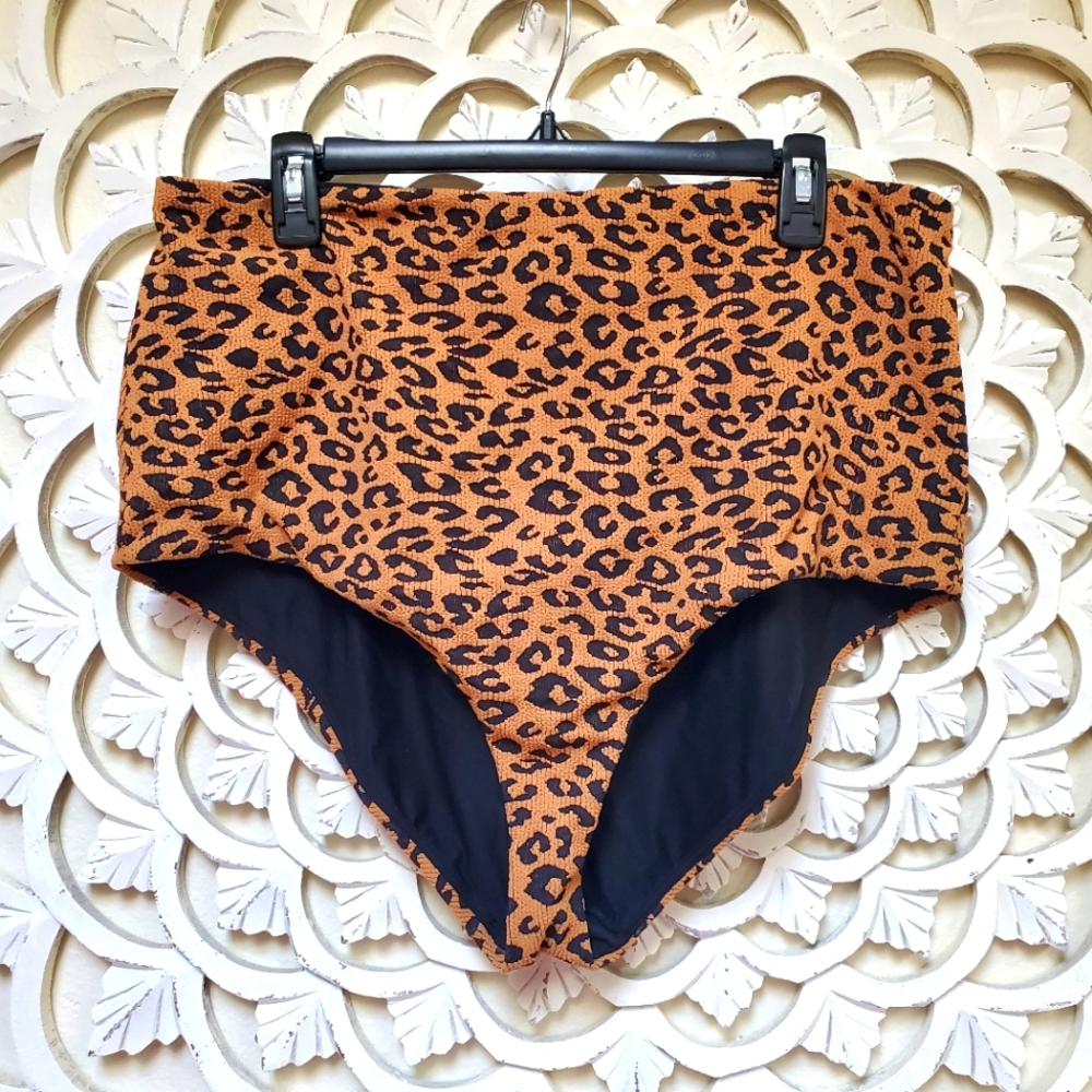 Mara Hoffman NWT Leopard Print 3X Lydia Swim Bottoms Bikini RARE Deadstock